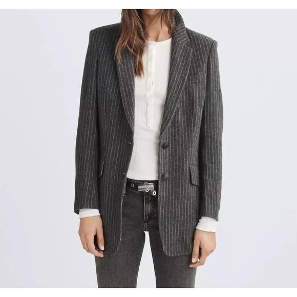 NEW RAG & BONE charles italian wool blazer in grey pinstrip - Picture 1 of 1